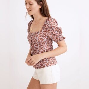 Madewell Button-Front Smocked-Back Top in Piccola Floral. Size 6